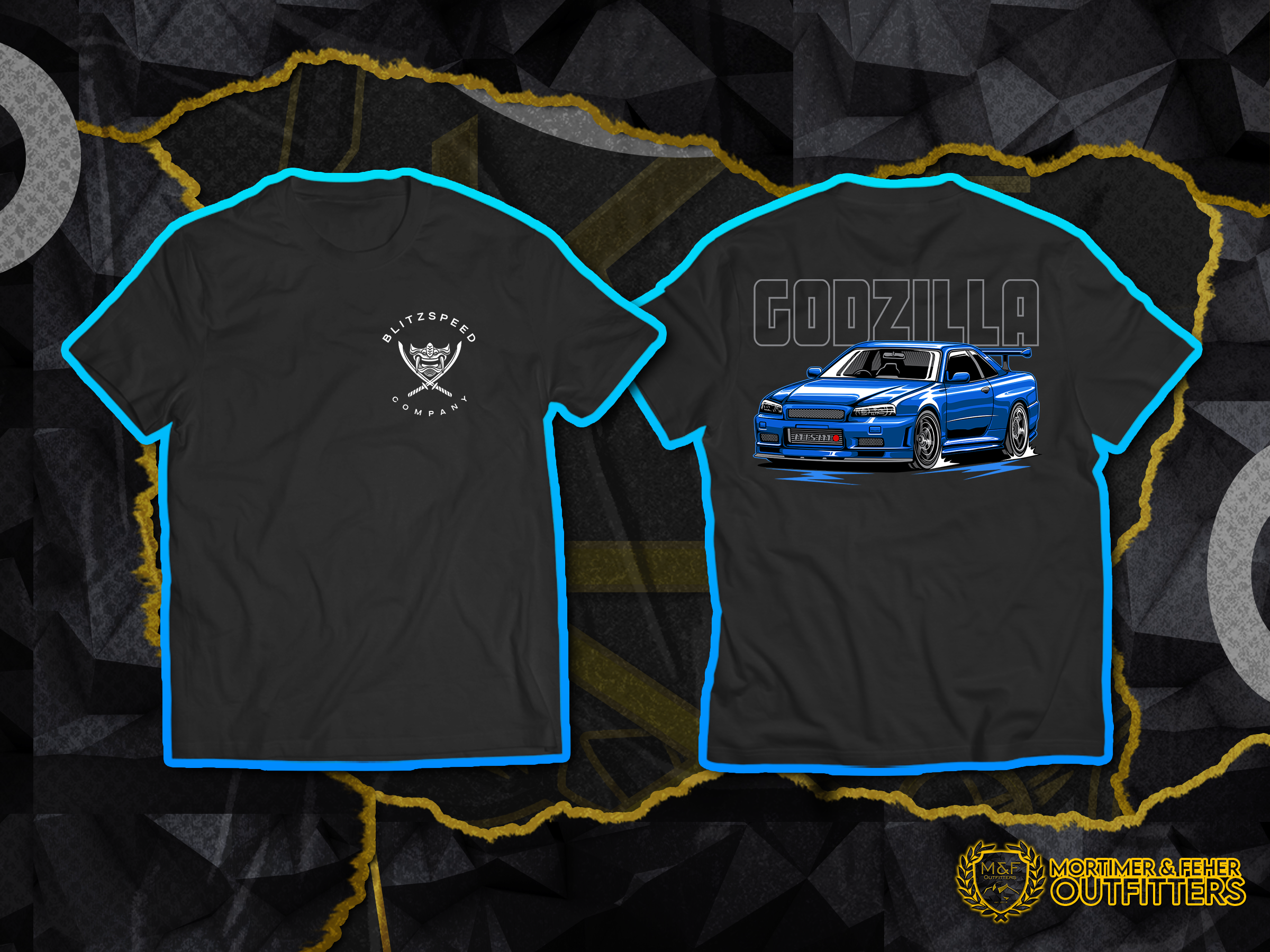 MF® - Nissan R34 GTR Godzilla Outline JDM T-Shirt