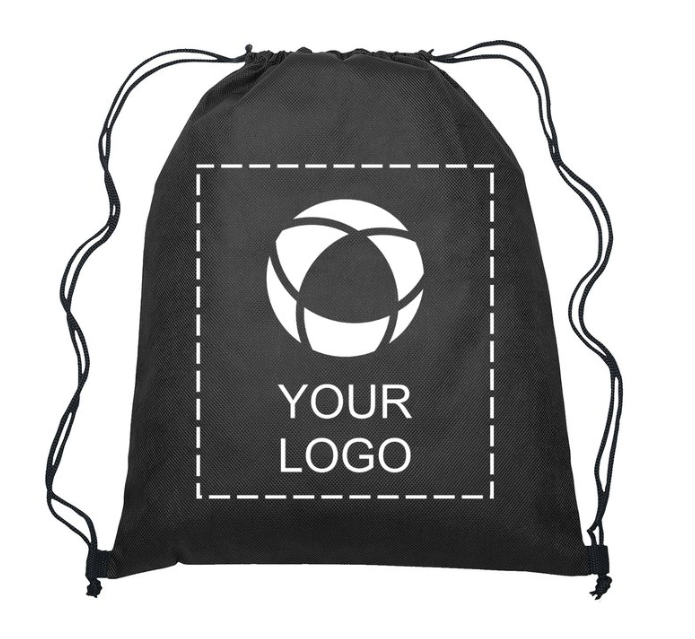 Custom Black Drawstring Bag